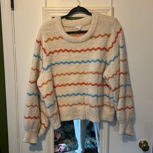 Lauren Conrad fuzzy pattern slightly cropped sweater
